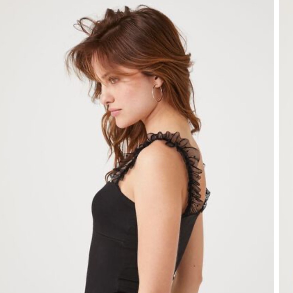 Black ruffle sleeve bodysuit